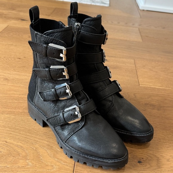 Dolce Vita Gaven Black Leather Lug Combat Boots - Ladies Size 7.5 - Like New - Picture 3 of 6
